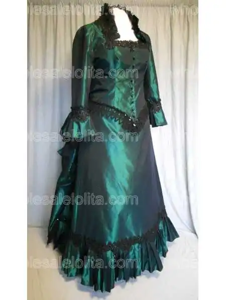 green-taffeta-victorian-bustle-ball-gown
