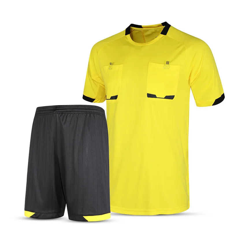 Профессиональные мужские футбольные комплекты для рефери, футбольные майки, мягкие комплекты, рубашки и шорты, дышащие, быстросохнущие, на заказ, с принтом