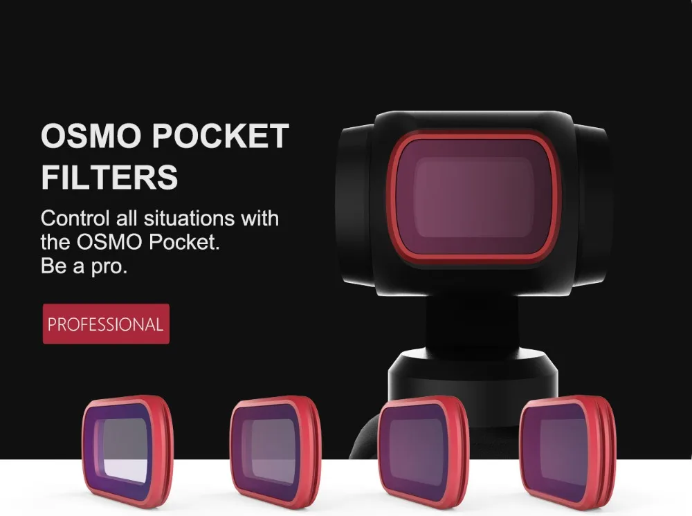 4 шт. PGYTECH DJI OSMO карман ND8+ ND16+ ND32+ ND64 набор фильтров для камеры DJI OSMO карман Камера Линзы Фильтры Аксессуары