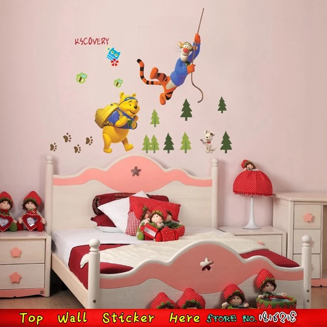 Winnie The Pooh Bear Wall Stickers Tiger Christmas Tree Wall decals