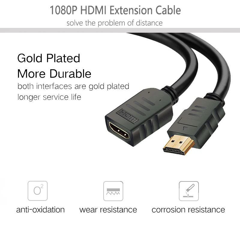 HDMI تمديد الكابلات الذكور إلى الإناث 1 M/2 M/3 M/5 M HDMI 4 K 3D 1.4 v HDMI تمديد كابل ل HD TV كمبيوتر محمول LCD PS3 العارض