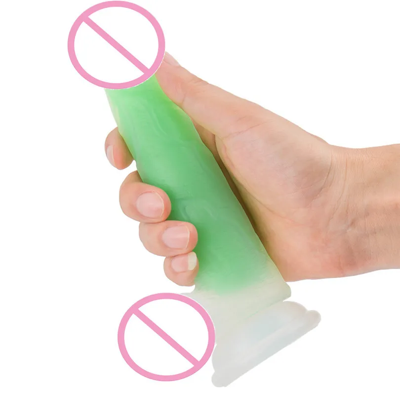 Large Dildos Two-color Double-layer Luminescent Silicone Realistic Massager Dildo Suction Cup Masturbator Massager  (4)
