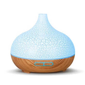 

KAIPUTE 400ml Air humidifier with creative crackle light wood Oil diffuser Ultrasonic diffusers 7 changeable LED colors for home