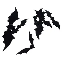 Высокое качество, новинка, пластиковые наклейки на стену, 12 шт., черные, 3D, сделай сам, летучая мышь, наклейки для дома, Хэллоуин, украшения