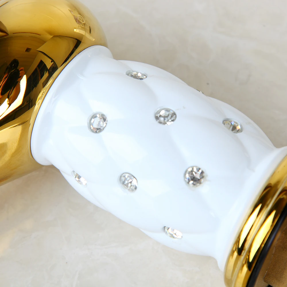 Billige KEMAIDI Diamant Kristall Körper Einzigen Handgriff Bad Waschbecken Mischbatterie Bad Wasserhahn Gold Fertig Bad Armaturen Deck Montiert