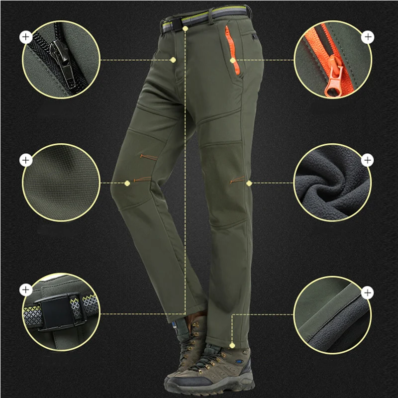 Escalada camping senderismo trekking Pantalones cáscara suave otoño invierno a prueba de viento impermeable calor radiación protección hombres Pantalones Escalada camping senderismo trekking Pantalones cáscara suave otoño invierno a prueba de viento impermeable calor radiación protección hombres Pantalones