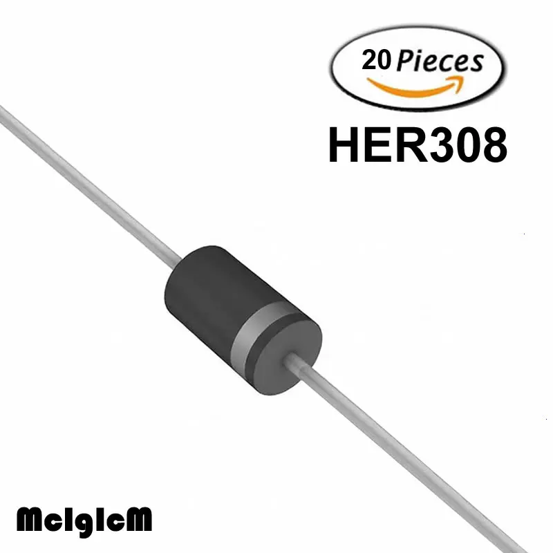 MCIGICM 20 шт. выпрямительный диод 3A 1000 В DO 27 HER308|rectifier diode|diode 3a 1000vdiode |
