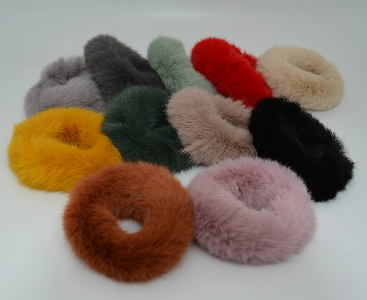 

New True Fur Rabbit Hair Soft Elastic Hair Bands Women Girls Cute Scrunchie Ponytail Holder Rubber Band Fashion Hair Accessories