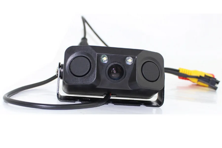 

by dhl or ems 20pcs 3 IN 1 Video Parking Sensor Car Reverse Backup Rear View Camera with 2 Radar Detector Sensor hot