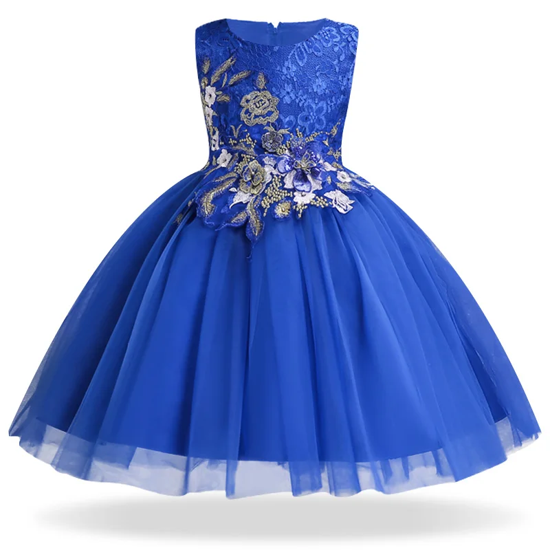 

Party Baby Girls Flower Girls dresses clothes Lace embroidery Sleeveless Princess Wedding Children Vestidos for 3 7 8 11 14 Year