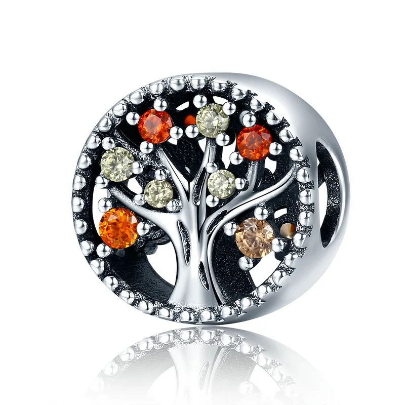 

Autumn Collection Genuine 925 Sterling Silver Tree of Life Fruitful Autumn Beads fit Women Bracelets DIY Fine Jewelry mbe219