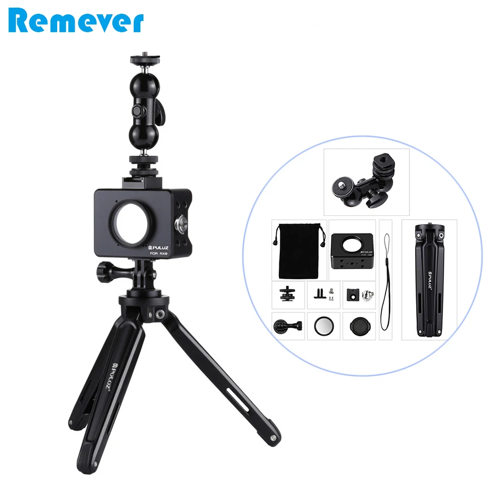 

Lightweight Mini Tripod with Aluminun Alloy Protective Housing Cage for Sony RX0 /LED Fill Light Microphone for Recording