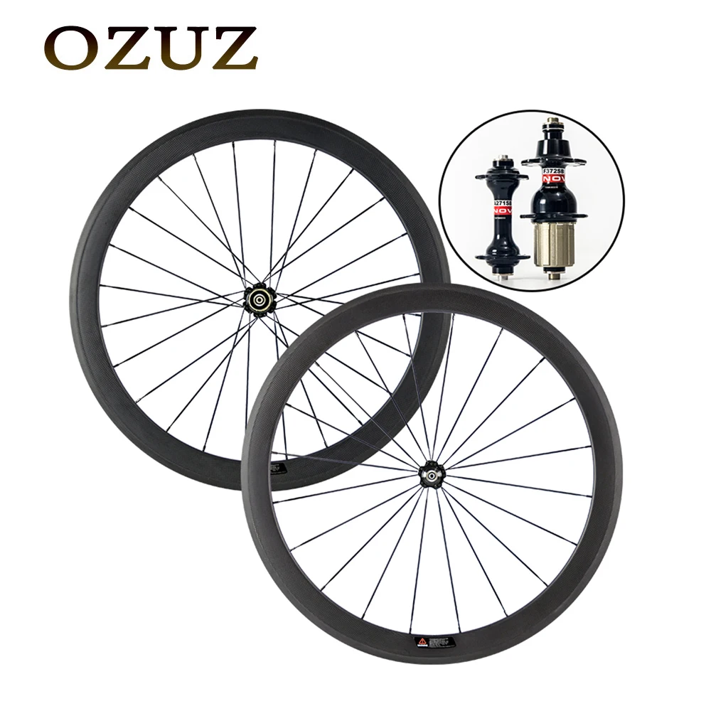 

Free Custom Top Quality OZUZ 50mm Clincher Carbon Wheels 3K Matte glossy Road Bike Wheelset 700C Carbon Mac Aero 494 Cnspoke