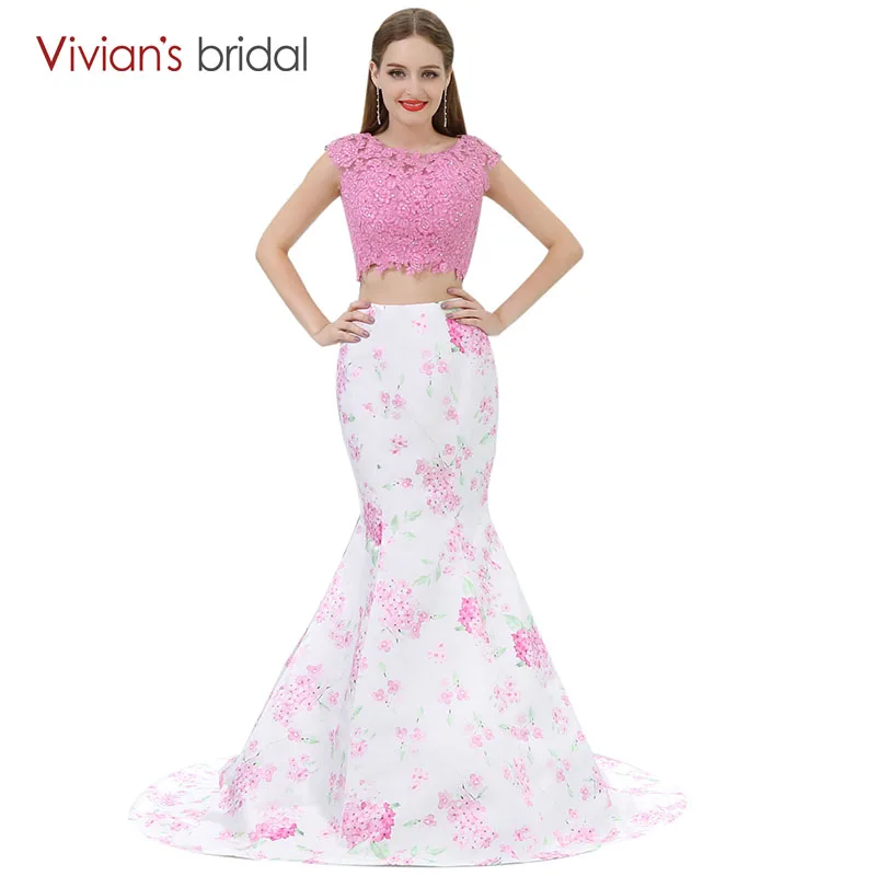 Lace Sequin Mermaid Evening Dress Long Two Piece Evening Party Dress Cap Sleeve Prom Dress vestido festa