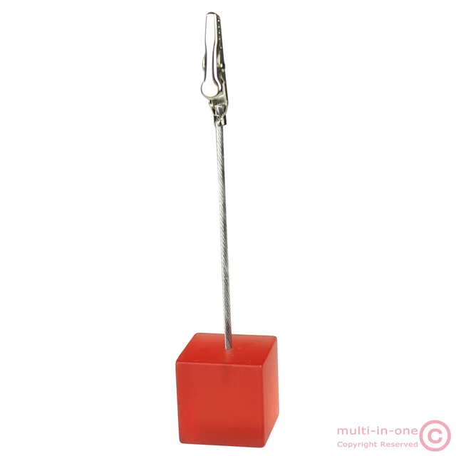Color Cube Stand Alligator Wire Photo Clip,Memo Card Holder,Table Wedding Party Place Favor,Customized Gift Note Clamp red