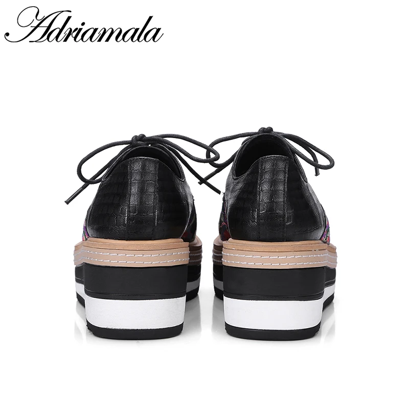 green Fleur Plate Bout Chaussures 2018 Vache As En Broderie À Plates Femme Plate Picture Femmes Rond Casual Véritable forme black Adriamala Cuir Lacets x8vBTvqw0S