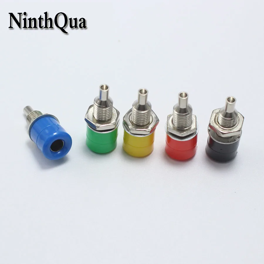 

NinthQua 10pcs/lot 4mm banana binding post 5A 4mm banana socket Black Red Green Yellow Blue