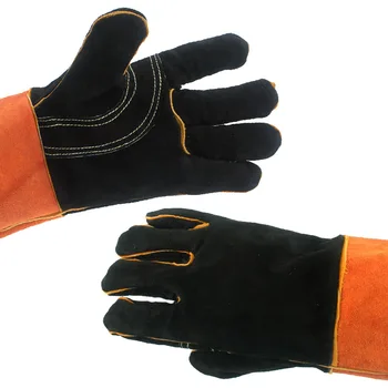 

Outdoor Bbq Gloves Camping Fire Barbecue Cowhide High Temperature Insulation Thickened Long Welding Protective Gloves