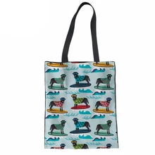 Парусиновые сумки для покупок для женщин экологический многоразовый складной черный лабрадор печать сумка сумочка тоут Хлопковая Сумка-тоут