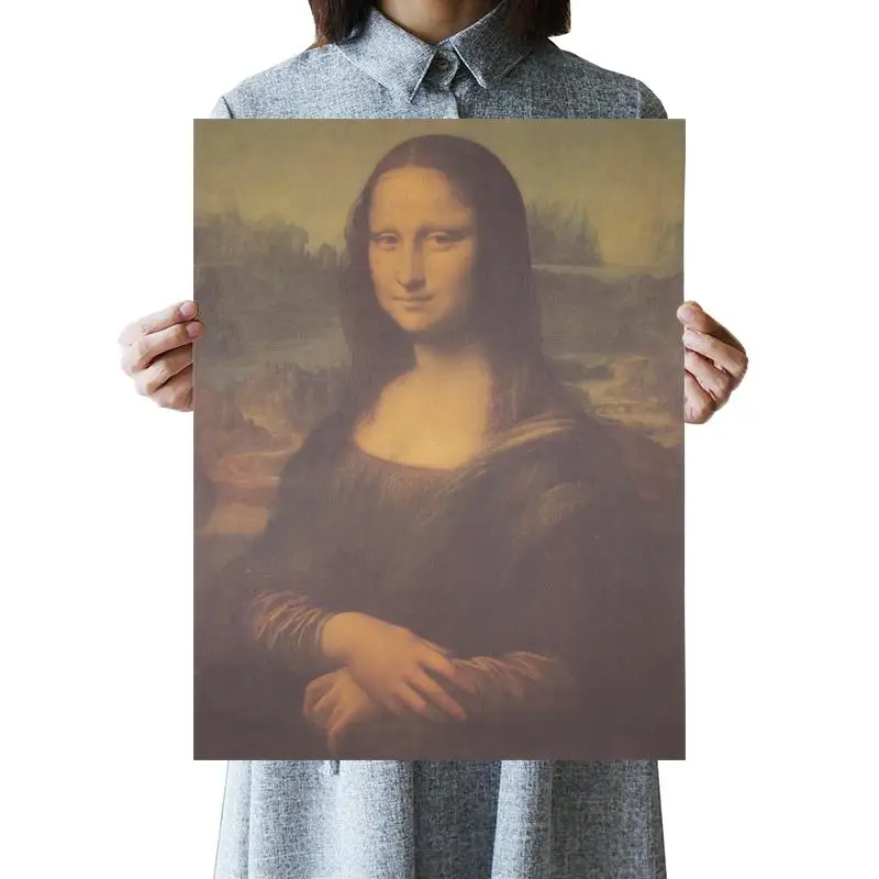 Mona Lisa Leonardo Da Vinci Smile Знаменитые Картины крафт-бумага плакат для кафе домашний декоративный плакат ретро картина Наклейка на стену - Цвет: As show