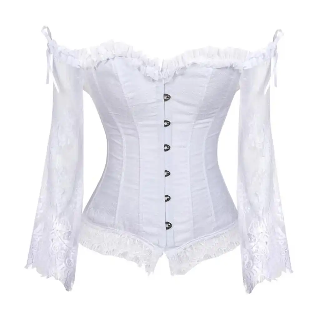 Belle Poque Womens Renaissance Gothic Blouse Bell Sleeves Ruffle Off Shoulder Boho Corset Top