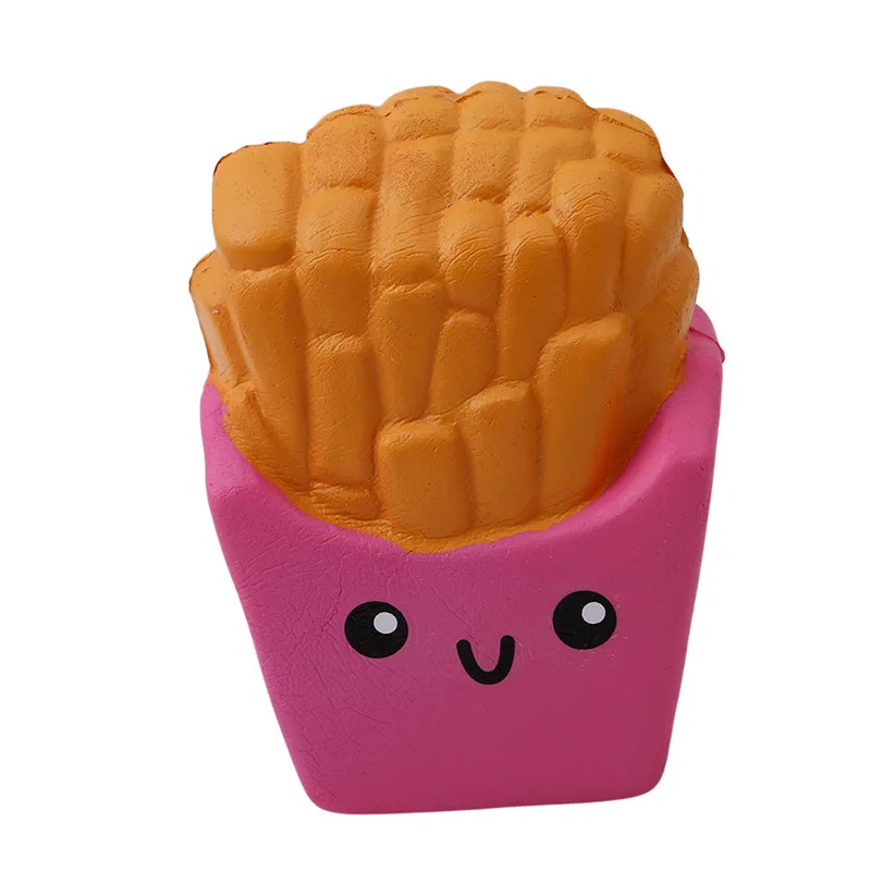 Банан попкорн лошадь ПУ Jumbo картофель фри эластичный снятие стресса Антистресс мягкая сжимающая игрушка Ароматизированная сжимающая его тереть его мягкими - Цвет: pink French fries