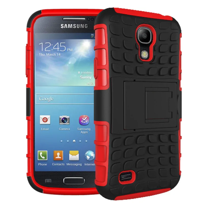 Для samsung Galaxy S4 i9500 S10 S10E S9 чехол для телефона двухслойный с подставкой сверхмощный противоударный Гибридный Силиконовый чехол - Цвет: Красный