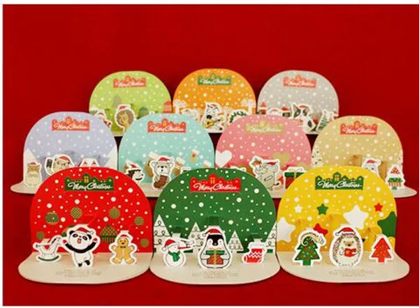 20 Pcs/Set Cute Animal Christmas Postcard Creative 3D Christmas Greeting Wish Card Birthday Gift Cards With Envelope