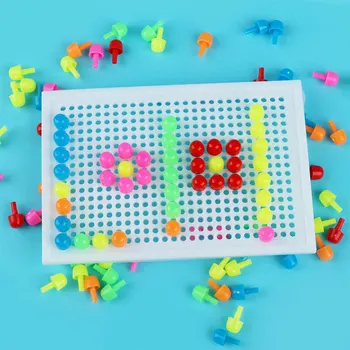 

Fashion Kids High Quality Creative Mushroom Pin Puzzle Assembly Hand Eye Coordination for Kid Learning Education Toy