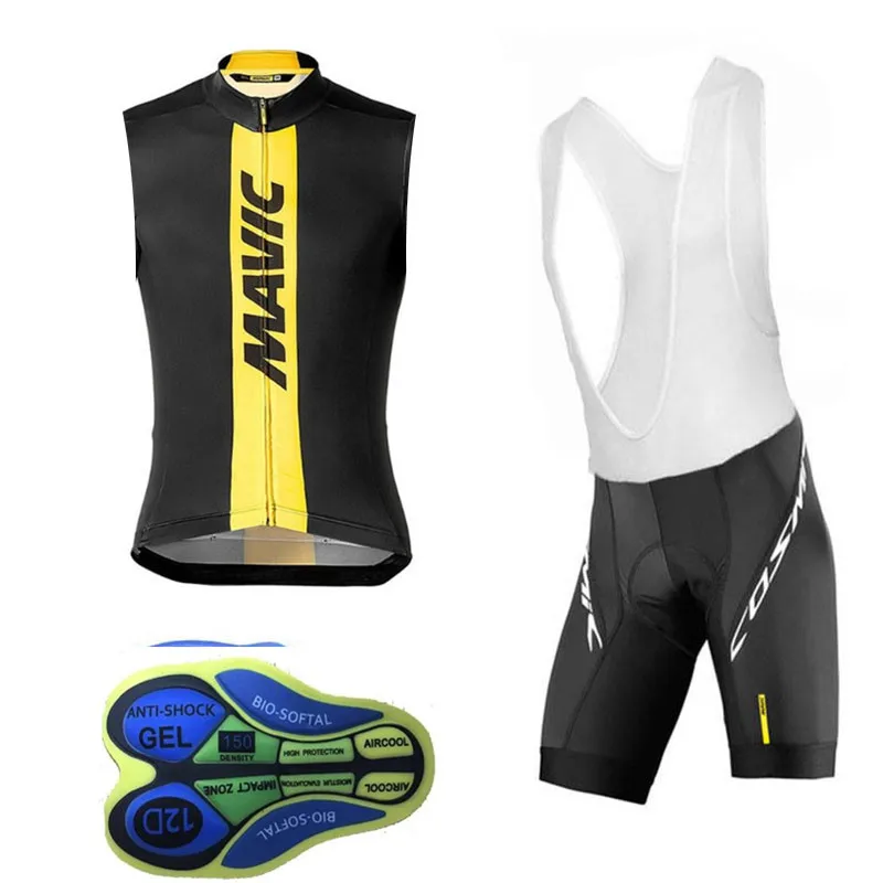 

New Mavic Cycling Jersey Men Sleeveless Breathable Maillot Ropa Ciclismo MTB Sportwear Bike Clothing bib shorts 12D gel pad #808