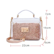 

Fashion Women's Cross body Bag High Quality PVC Jelly Bag Casual Envelope Sequin Shoulder Messenger Phone Purse New Chains Bag