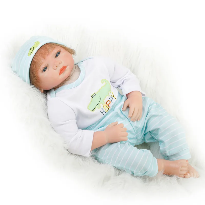 

SanyDoll 22 inch 55 cm Silicone baby reborn dolls, lifelike Cute suit doll holiday gift birthday gift