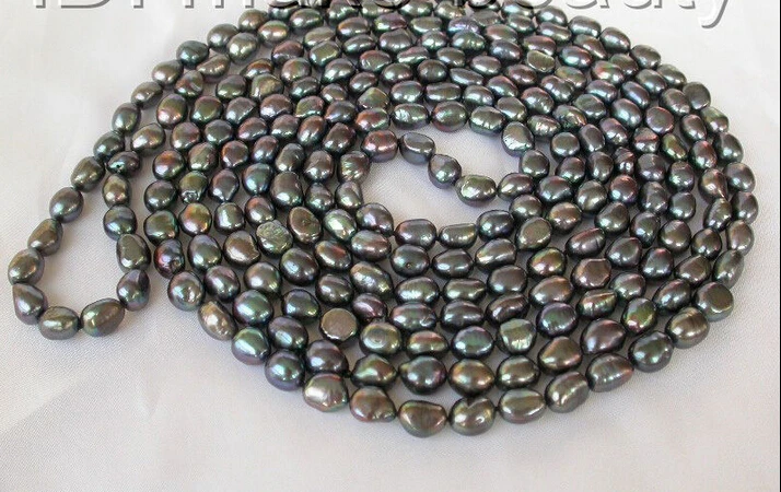 

Free shipping >>>>>>classic long 100" 10mm baroque black freshwater cultured pearl necklace d645