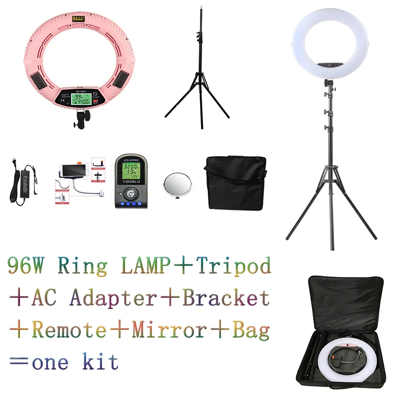 Yidoblo-Pink-FE-480II-Bio-color-Adjustable-Ring-Light-Makeup-beauty-LED-Ring-Lamp-Photographic-broadcast