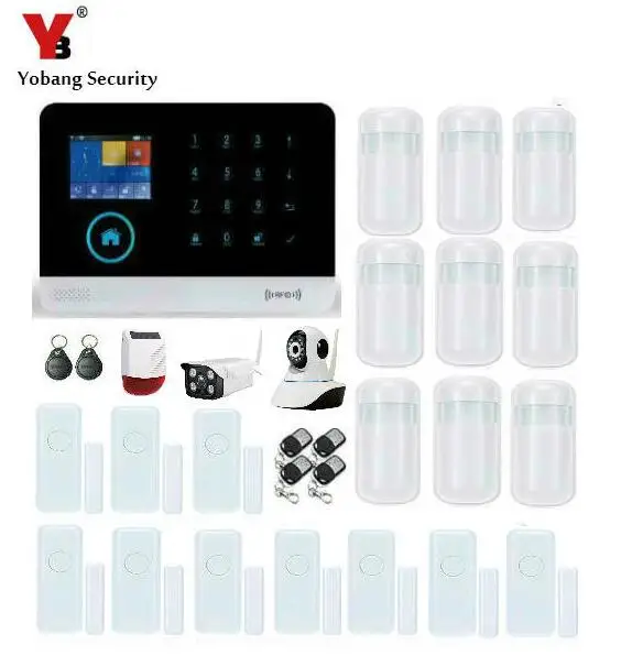 

YobangSecurity Wifi GSM GPRS Home Burglar Security Alarm System Solar Power Siren Ip Camera with RFID Smoke Fire Detector APP