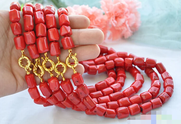 

0960 original baroque cylinder red coral necklace 5pcs