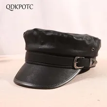 QDKPOTC, модные женские шапки из искусственной кожи в стиле милитари, осенне-зимняя винтажная черная армейская Кепка, женская кепка Newsboy, Casequette