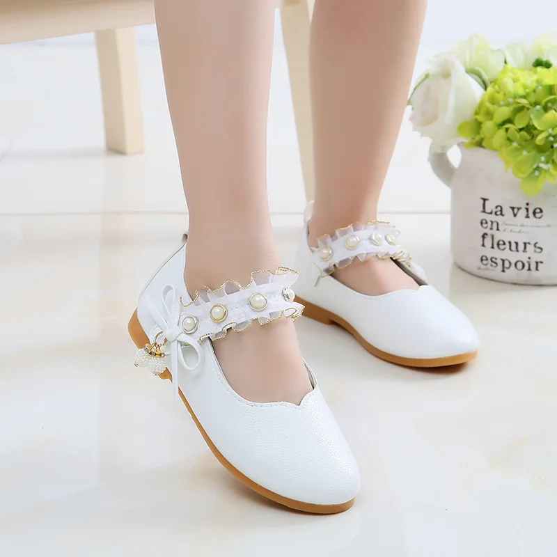 VFOCHI/ г.; кожаная обувь для девочек; обувь принцессы на низком каблуке; детская повседневная Праздничная обувь; модельные туфли для девочек-подростков - Цвет: White