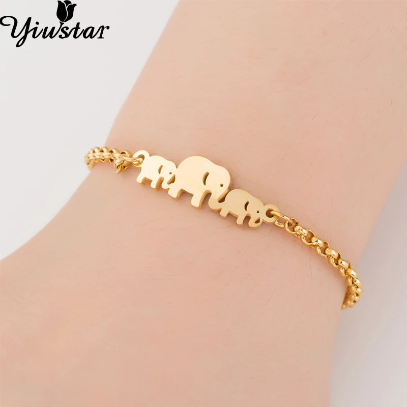 

Yiustar Sweet Cute Charm Elegant Love Happy Gold Elephant Bracelet Charming Generous Bracelets For Women Girls Birthday Gifts