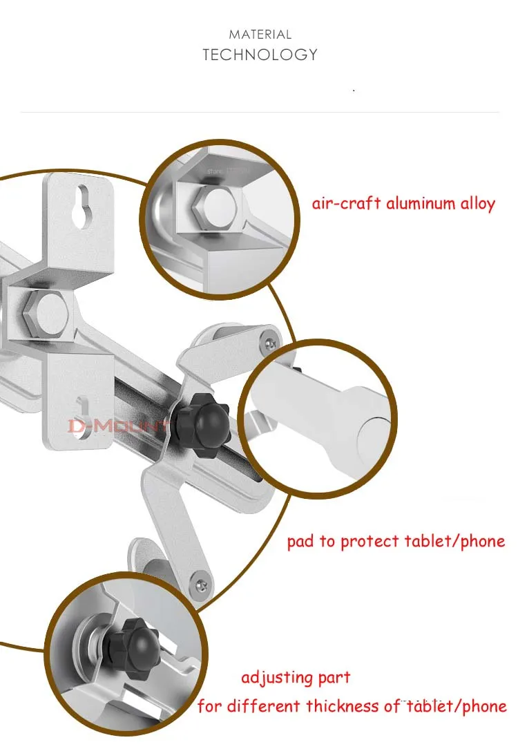 DL-TBM-N01 Универсальный алюминиевый 3,"-12" Планшет настенный кронштейн крепление для телефона полный поворот движения 360