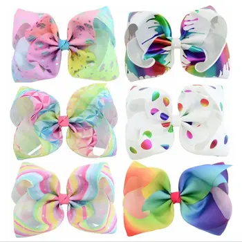 

6PCs 3styles 8"Baby Girl Ribbon Bows Clips Hairpins Metal Alligator Hair Bows Clip Girl Bubble Flowers Hairbows Hair Accessories