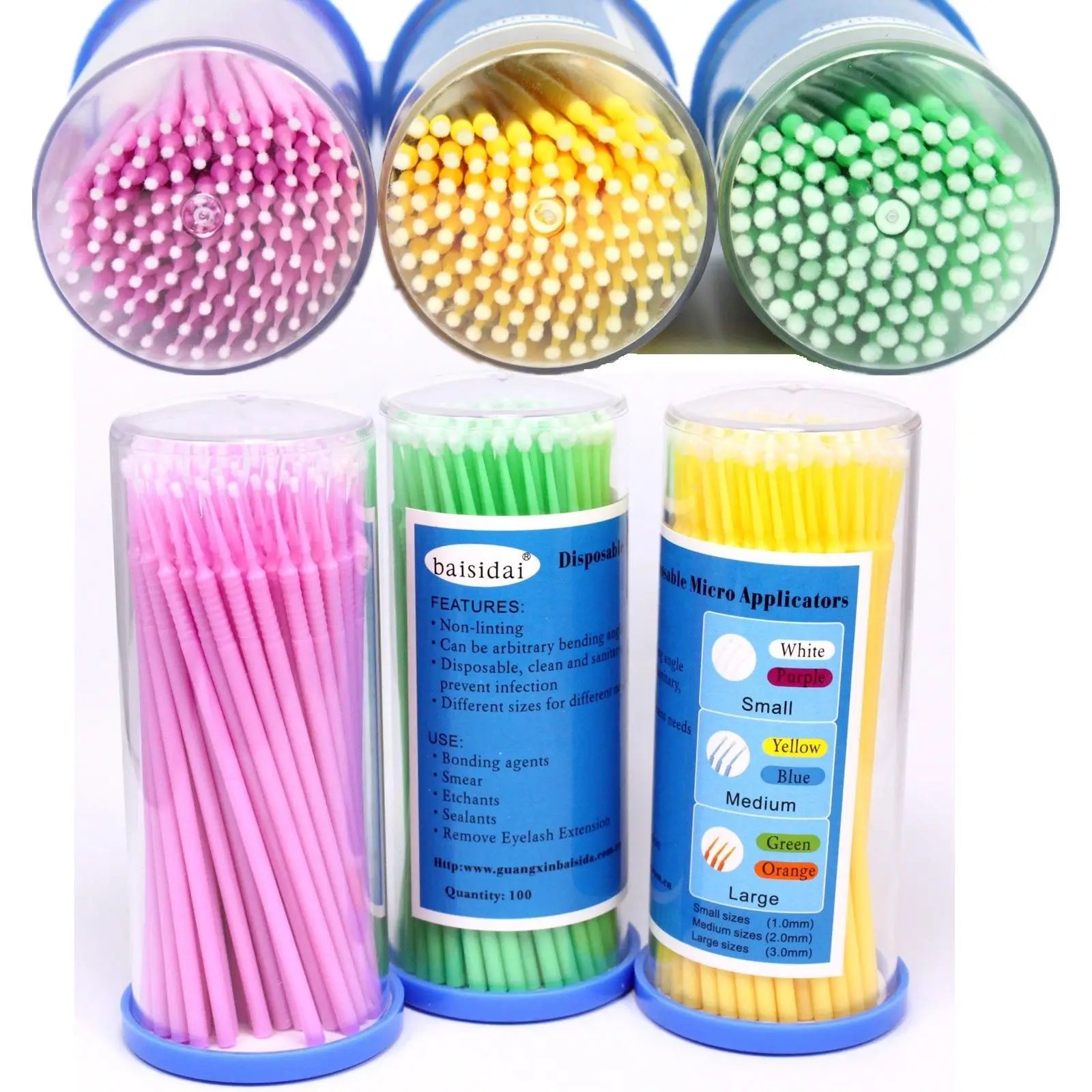 

Anmas Rucci S M L 100 PCS Disposable Micro Brush Swab Applicators Eyelash Extension