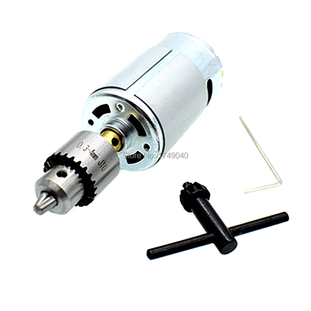 Mini 555 Motor 6V 15V DC Micro Geared Tapered 0.3mm 4mm Drill Chuck With Chuck Key 3.17mm Motor