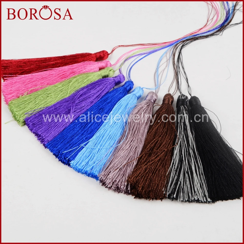 BOROSA 10 Colors Silk Charm Pendant Satin Tassel for Keychain Cellphone Straps Jewelry Charms Tassels DIY Accessories PJ061