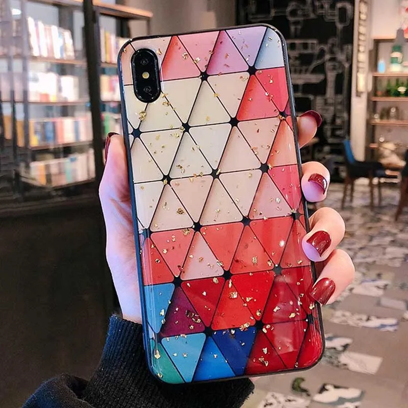 Золотой блестящий чехол для iphone X XR XS MAX 7 8 6 6s Plus глянцевый из ТПУ Samsung Galaxy S10 Lite S9 S8