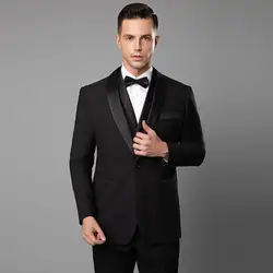 Doragrace красивый черный мужской костюм жених смокинг для лучших мужчин Slim Fit Жених смокинги для мужчин (куртка + жилет + брюки)