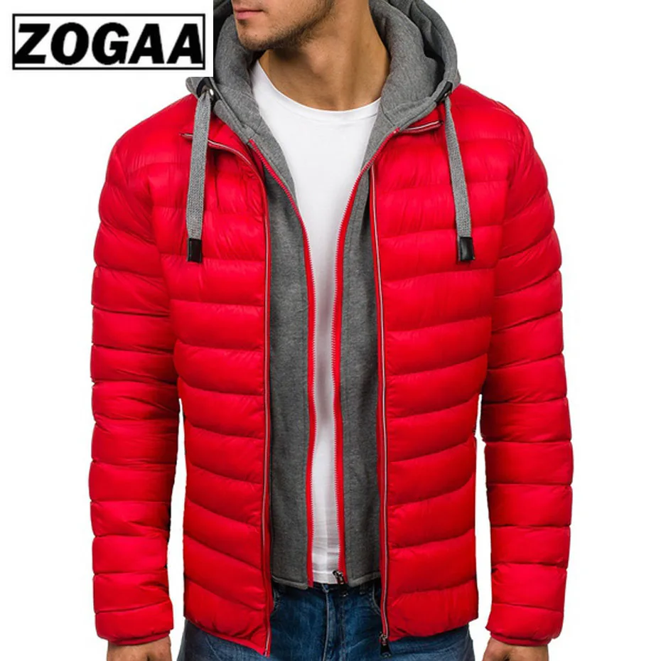 

ZOGAA Men Jacket Coats Thicken Warm Winter Windproof Jackets Hooded Outwear Cotton-padded Jacket Zipper Hip Hop Cotton Hooded