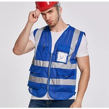 Строительство синий отражающий жилет с карманами