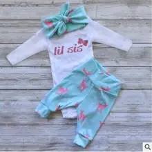 Новое поступление, горячая Распродажа комплект одежды для малыша, комплект из 3 предметов, принт с животными для новорожденных хлопчатобумажная одежда мода для девочек, детская одежда