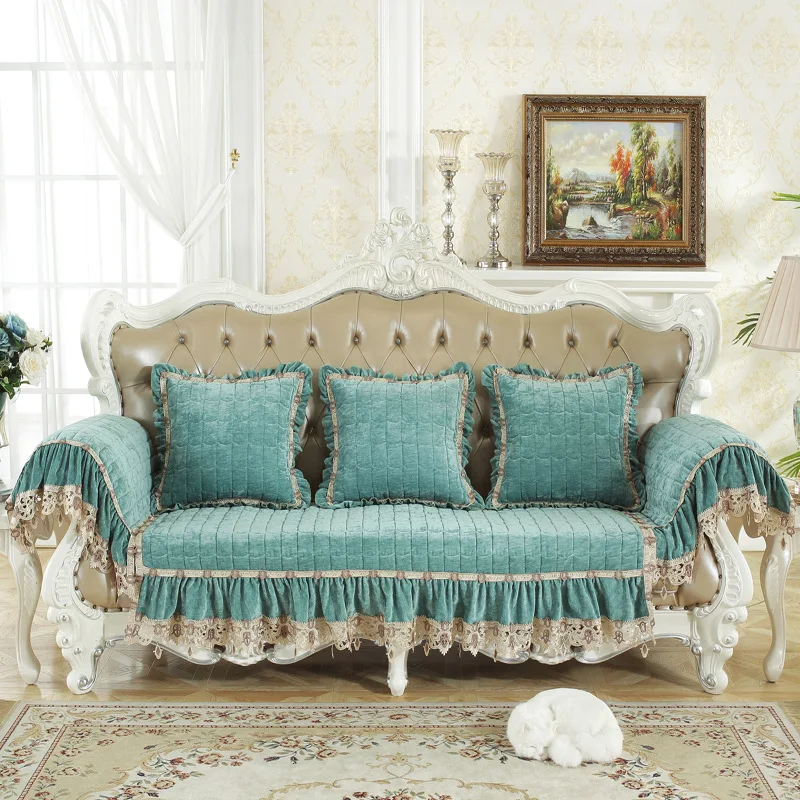 

2019 New Blue Plaid Plush Fabric Sofa Cover Soft Slip Resistant Slipcover Seat Couch Cover Sofa Towel For Living Room Decor